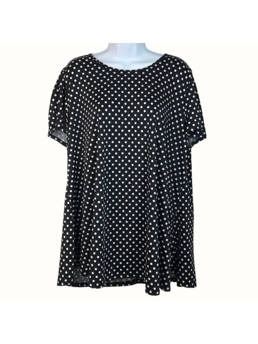 Mandy Evans Black and White Polka Dot Print Short Sleeve Tunic Top Plus Size